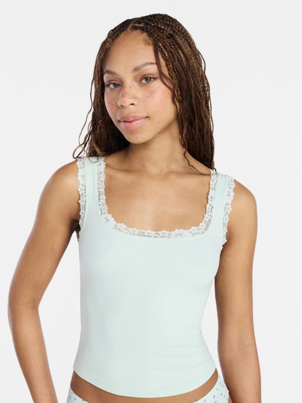 Fit Stretch Lace Trim Tank Top, Women's XS (0-2)